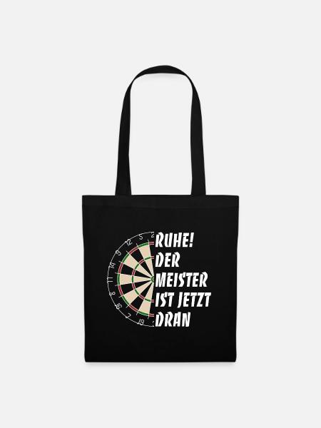 Ruhe! Der Meister ist jetzt dran - Dart Spruch - Stoffbeutel - Schwarz