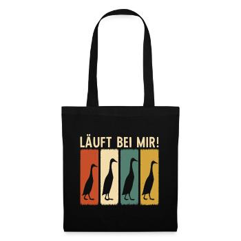 Laufenten - Läuft bei mir - Laufenten Retro Design - Stoffbeutel - Schwarz - Vorne