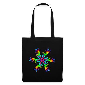 Gecko, lizard, rainbow, Goa, Trance, Psytrance, - Tote Bag - black - Front