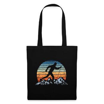 Vintage Sunset Cross Country Cross Country Skier Winter Sports Ski - Tote Bag - black - Front