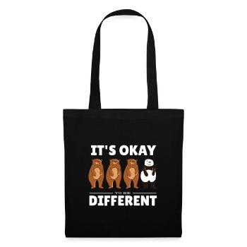 It's Ok To Be A Little Different Panda Bear Shirt - Stoffbeutel - Schwarz - Vorne