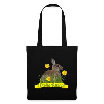 Frohe Ostern Osterhase - Stoffbeutel - Schwarz - Vorne