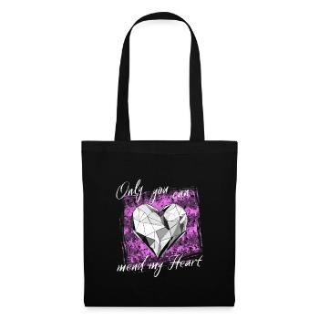 Only you can mend my heart - Sac en tissu - noir - Devant
