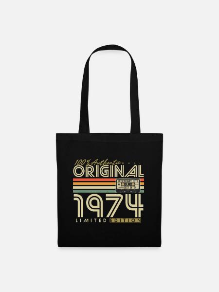 Original 1974 Vintage Jahrgang Geburtstag Retro - Stoffbeutel - Schwarz