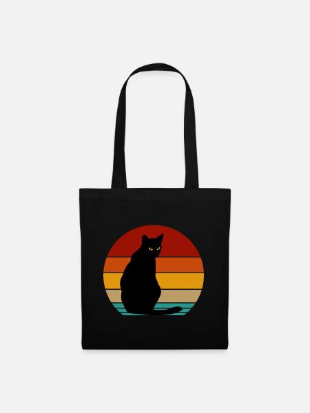 retro katze - Stoffbeutel - Schwarz