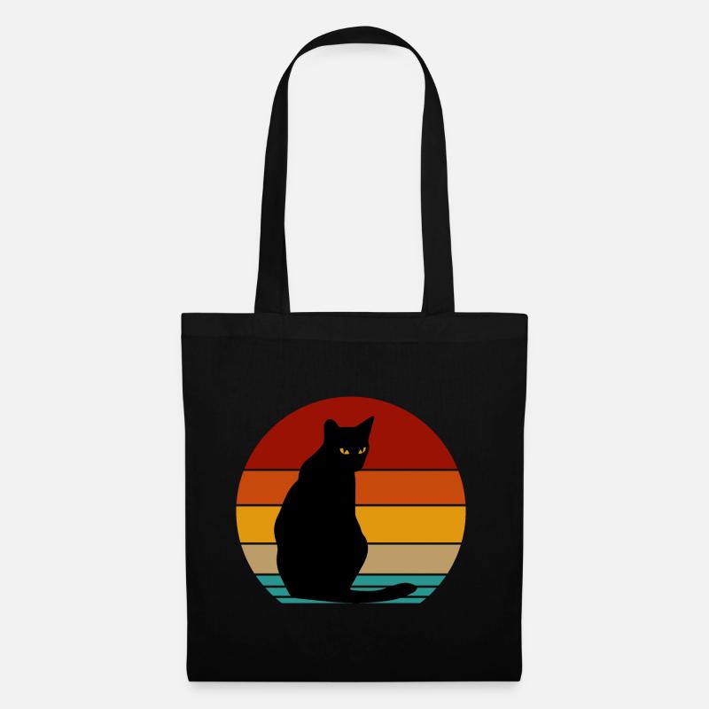 retro katze - Stoffbeutel - Schwarz