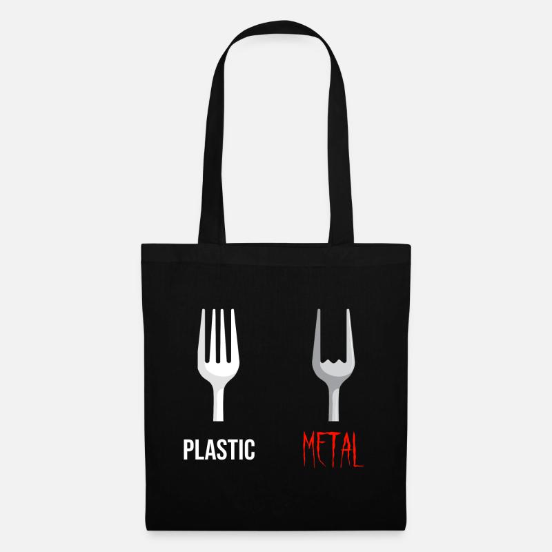Gabel Plastic Metal Musik - Stoffbeutel - Schwarz