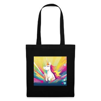 Einhorn Regenbogen Fantasy Design Cartoon - Stoffbeutel - Schwarz - Vorne