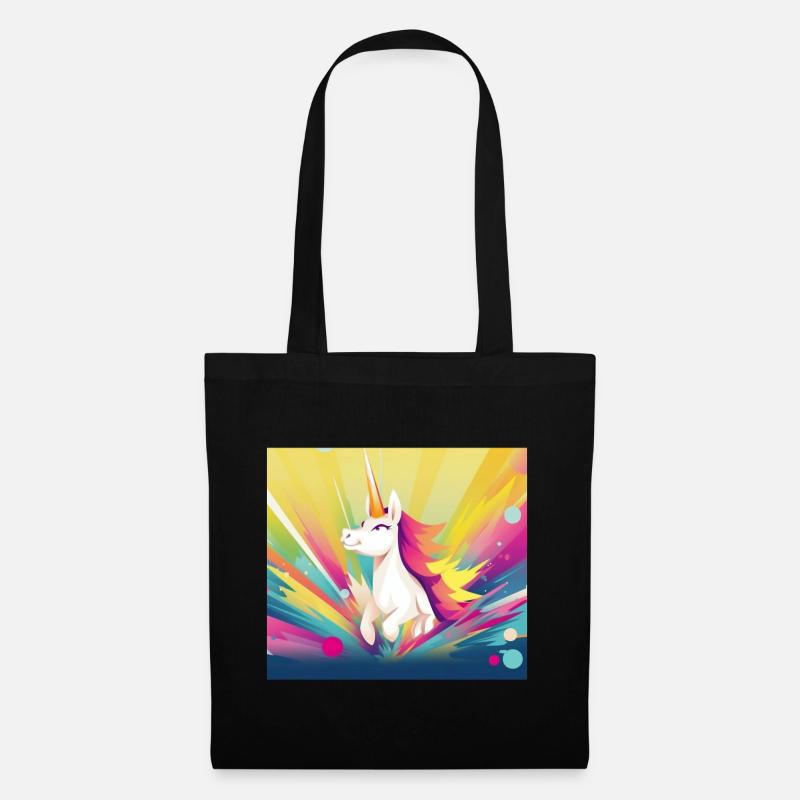 Einhorn Regenbogen Fantasy Design Cartoon - Stoffbeutel - Schwarz