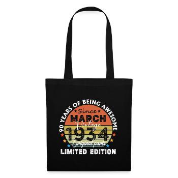 90 Years Old Made In 1934 Vintage March 1934 - Tote Bag - black - Front