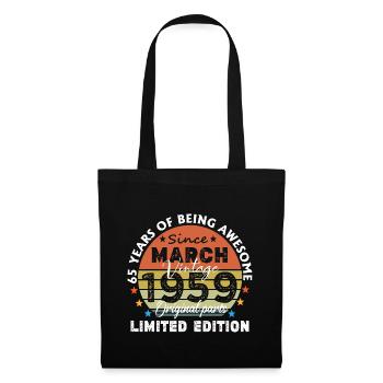65 Jahre alt Baujahr 1959 Jahrgang März 1959 - Stoffbeutel - Schwarz - Vorne