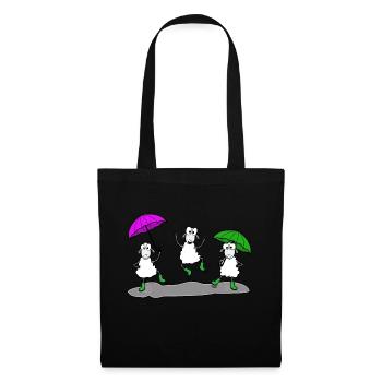 Mouton dansant avec parapluie - Sac en tissu - noir - Devant