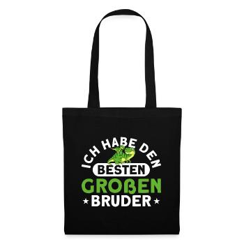 Geschwister Großer Bruder Dino Geschenk - Stoffbeutel - Schwarz - Vorne