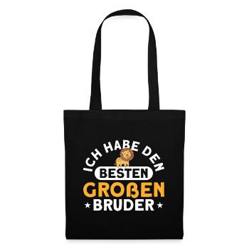 Geschwister Großer Bruder Löwe Geschenk - Stoffbeutel - Schwarz - Vorne
