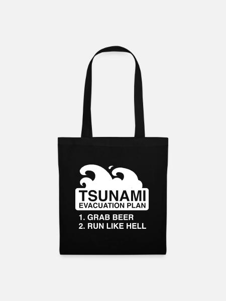 Tsunami-Evakuierungsplan - Stoffbeutel - Schwarz