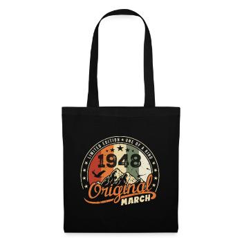 März 1948 Jahrgang 1948 Retro Geburtstagsgeschenk - Stoffbeutel - Schwarz - Vorne