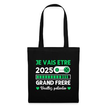 Grand Frère 2025 Annonce Naissance Geek Gamer - Sac en tissu - noir - Devant