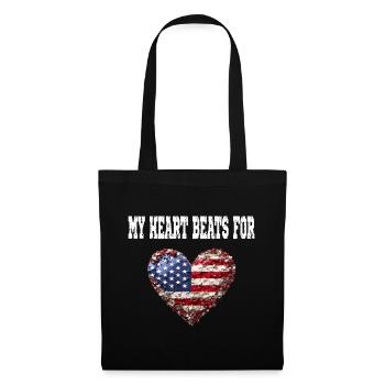 My Heart Beats For America für Patrioten - Stoffbeutel - Schwarz - Vorne