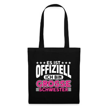 Große Schwester Bruder Schwester Geschenk - Stoffbeutel - Schwarz - Vorne