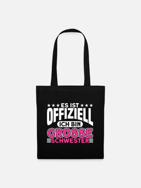 Große Schwester Bruder Schwester Geschenk - Stoffbeutel - Schwarz