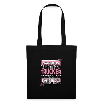 Truckers Wife Gift Warning Appartenir à un camionneur - Sac en tissu - noir - Devant