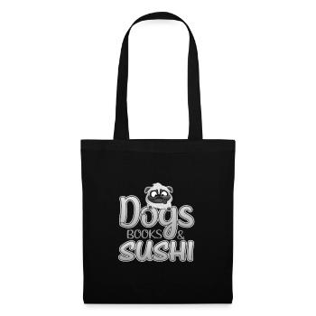 Dog Lover Cadeaux Chiens Livres et Sushi - Sac en tissu - noir - Devant