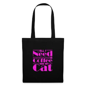 Coffee Drinking Cat Lover Gifts All I Need is - Tote Bag - black - Front