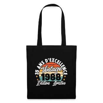 Vintage Cadeau D'anniversaire 35 Ans Vintage 1988 - Sac en tissu - noir - Devant