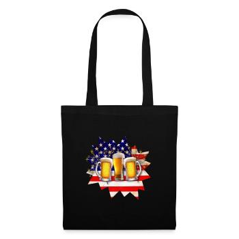 Lustige amerikanische Flagge patriotische Biertrinker Geschenk - Stoffbeutel - Schwarz - Vorne