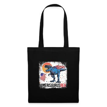 Patriotic Amerisaurus Rex Fun Dinosaur Waving - Tote Bag - black - Front