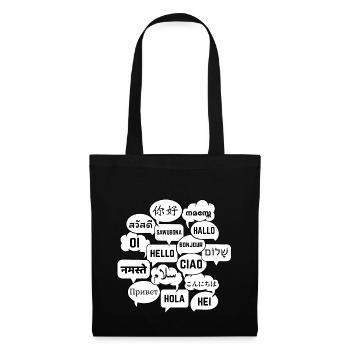 Speech bubbles with "hello" in different languages - Tote Bag - black - Front