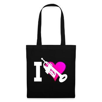 Trompette Trompette Trompettiste Trompette Jouant de la trompette - Sac en tissu - noir - Devant