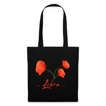 Waage Sternzeichen Waage Mohnblume Mohn - Stoffbeutel - Schwarz - Vorne