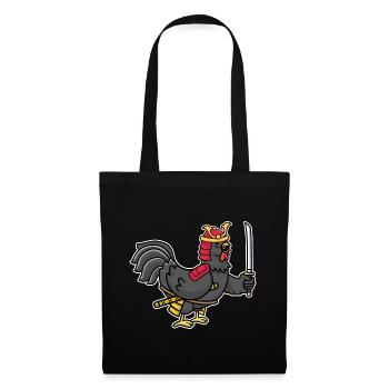 Funny drawing Rooster Japanese Samurai Hen Kawaii - Tote Bag - black - Front