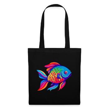 Poisson rouge arc-en-ciel - Sac en tissu - noir - Devant