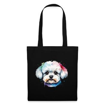 Chien bichon frisé mignon coloré à l’aquarelle - Sac en tissu - noir - Devant