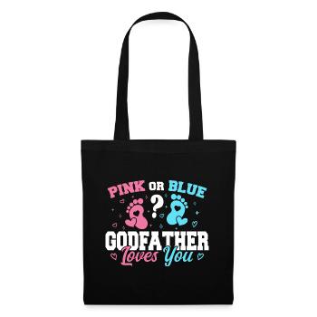 Pink oder Blau Pate liebt dich - Pate - Stoffbeutel - Schwarz - Vorne