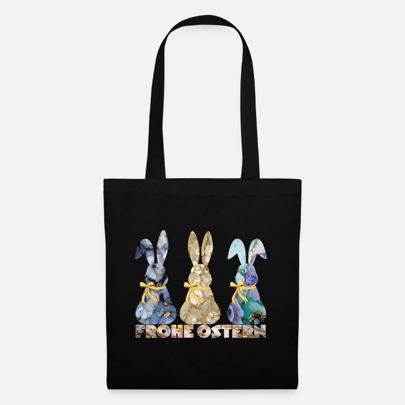 Frohe Ostern Hase Oster Kaninchen Glitzer Marble - Stoffbeutel - Schwarz