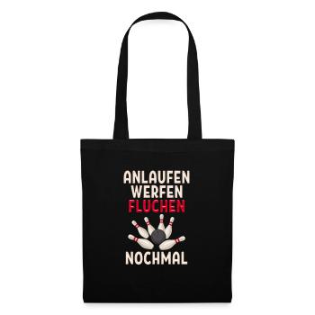 anlaufen werfen fluchen nochmal lustiges Bowling - Stoffbeutel - Schwarz - Vorne