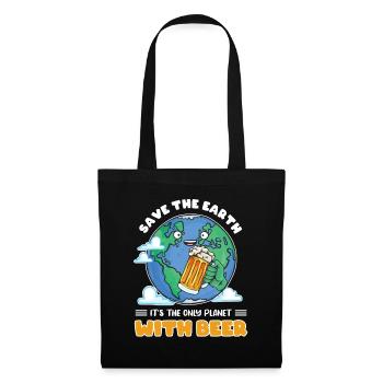 Save the earth its the only planet with beer - Stoffbeutel - Schwarz - Vorne