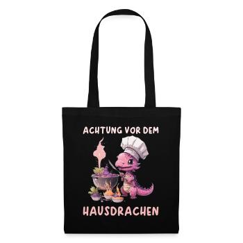 Achtung vor dem Hausdrachen - Stoffbeutel - Schwarz - Vorne