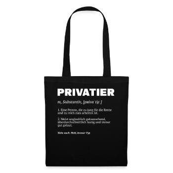 Privatier Definition - Stoffbeutel - Schwarz - Vorne