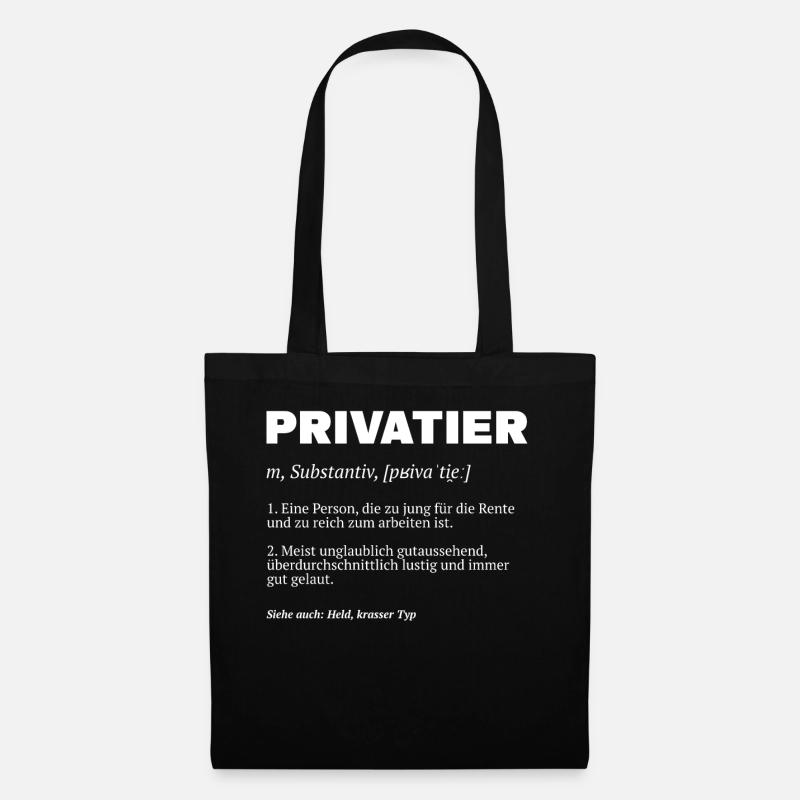 Privatier Definition - Stoffbeutel - Schwarz