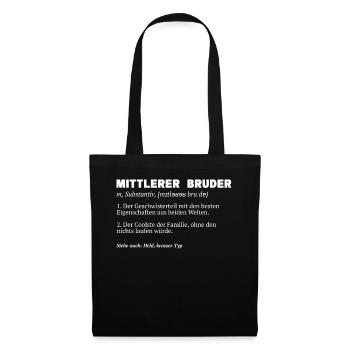 Mittelkind Sandwichkind Mittlerer Bruder - Stoffbeutel - Schwarz - Vorne
