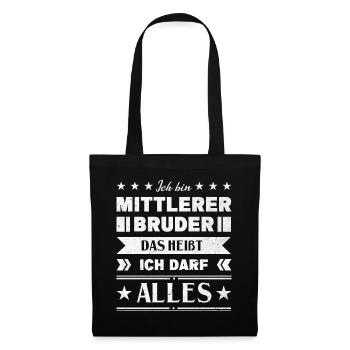 Mittelkind Sandwichkind Mittlerer Bruder - Stoffbeutel - Schwarz - Vorne