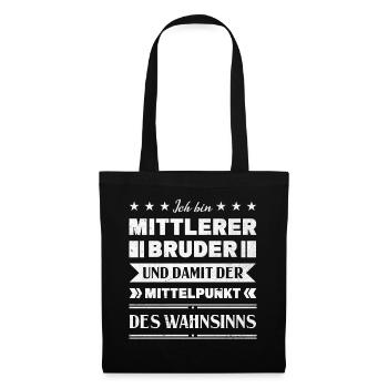 Mittelkind Sandwichkind Mittlerer Bruder - Stoffbeutel - Schwarz - Vorne