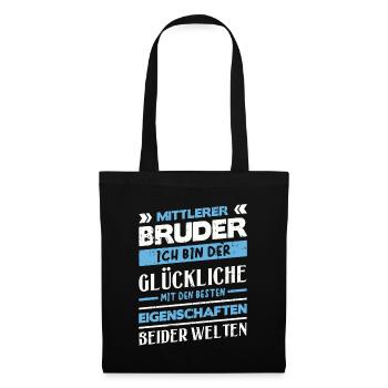 Mittelkind Sandwichkind Mittlerer Bruder - Stoffbeutel - Schwarz - Vorne