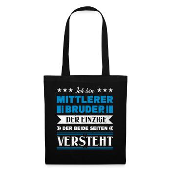 Mittelkind Sandwichkind Mittlerer Bruder - Stoffbeutel - Schwarz - Vorne