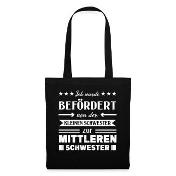 Mittelkind Sandwichkind Mittlere Schwester - Stoffbeutel - Schwarz - Vorne