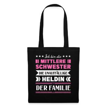 Mittelkind Sandwichkind Mittlere Schwester - Stoffbeutel - Schwarz - Vorne